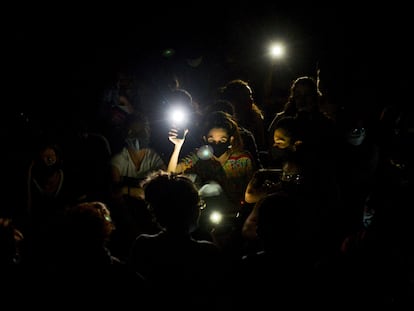 Manifestación de apoyo al Movimiento San Isidro en La Habana, el sábado.