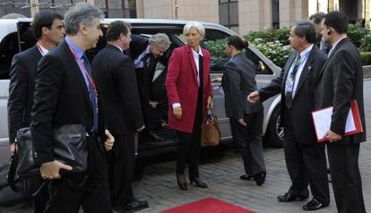 Lagarde, a su llegada al edificio Justus Lipsius de Bruselas, donde se celebran las sesiones del Consejo Europeo, el pasado 23 de octubre.