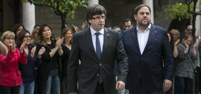 Carles Puigdemont, presidente de la Generalitat, y Oriol Junqueras, vicepresidente.