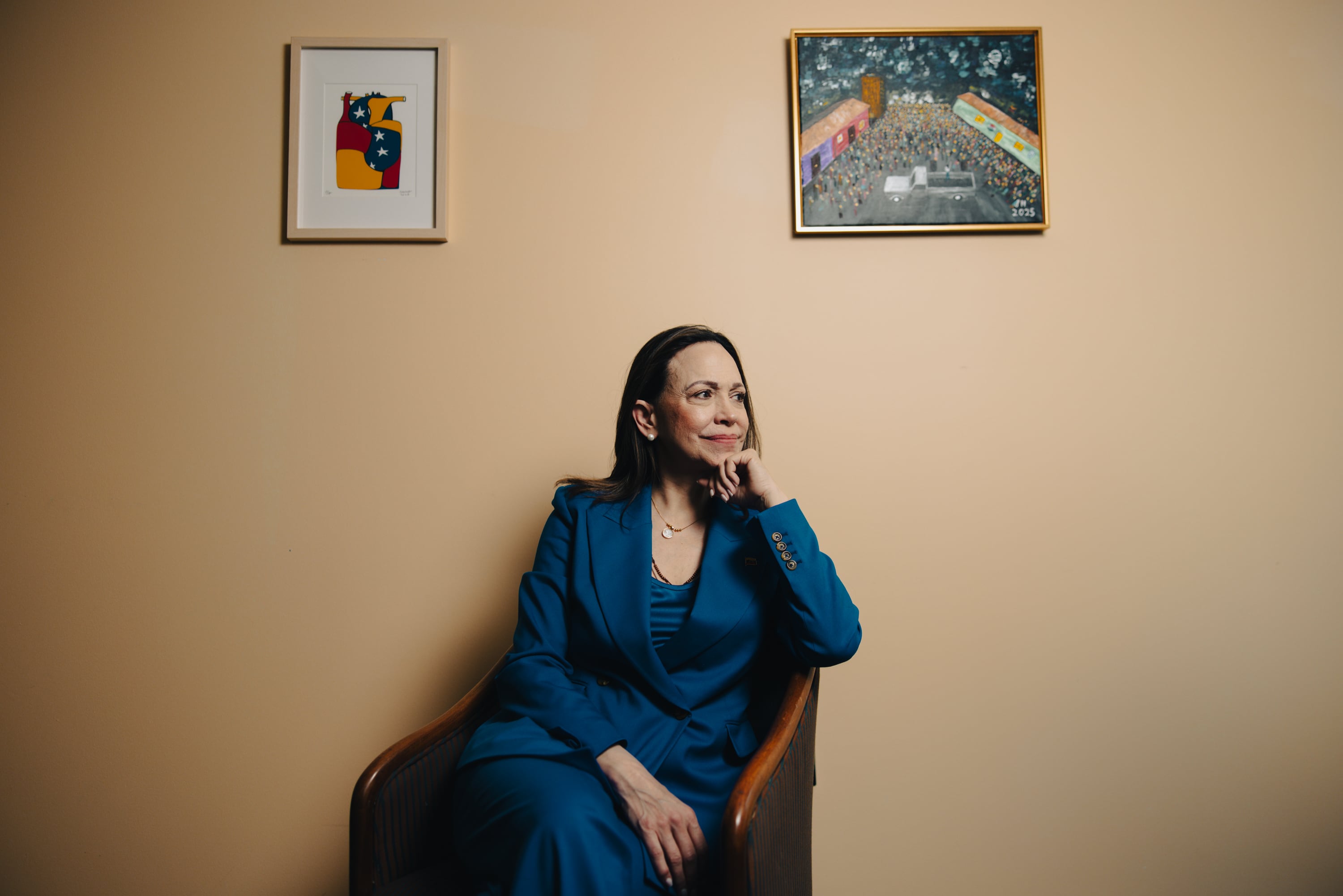 María Corina Machado durante una entrevista en Washington, el 7 de mayo.