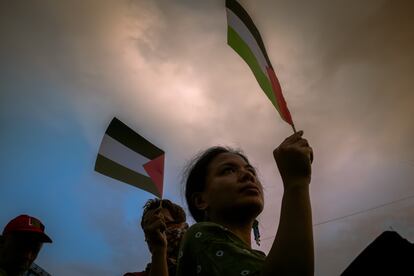 Manifestación en apoyo a Palestina, celebrada este miércoles en Filipinas. 