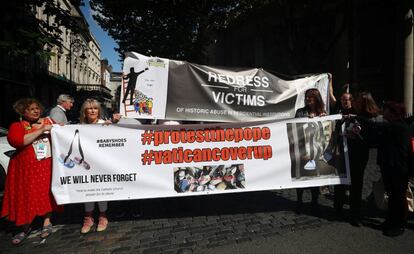 Una protesta contra el abuso sexual de la clero, el 25 de agosto de 2018, en Dublín. 