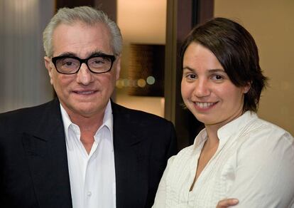 El cineasta Martin Scorsese con su discípula en la Iniciativa Rolex de 2008, Celina Murga.