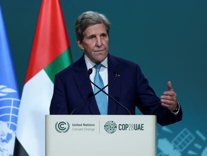 U.S. Special Presidential Envoy for Climate John Kerry participates in an event on women's role in building a climate-resilient world, at COP28 World Climate Summit, in Dubai, United Arab Emirates, December 4, 2023.