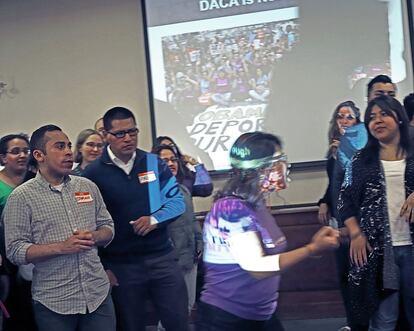 Cristina Jiménez, líder del movimiento United We Dream, durante una conferencia de motivación.