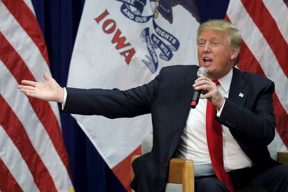 El candidato Donald Trump en Marshalltown, Iowa.