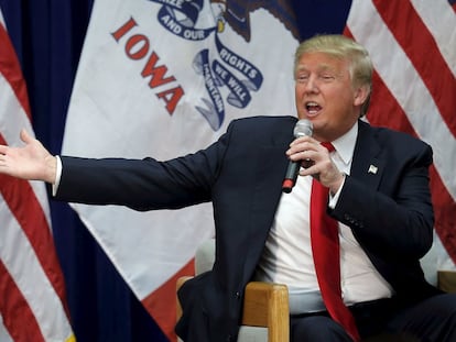 El candidato Donald Trump en Marshalltown, Iowa.