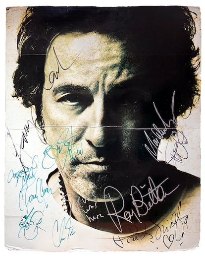 Póster firmado por toda la E Street Band para Karen Ortiz de Guinea, en San Sebastián en 2008.
