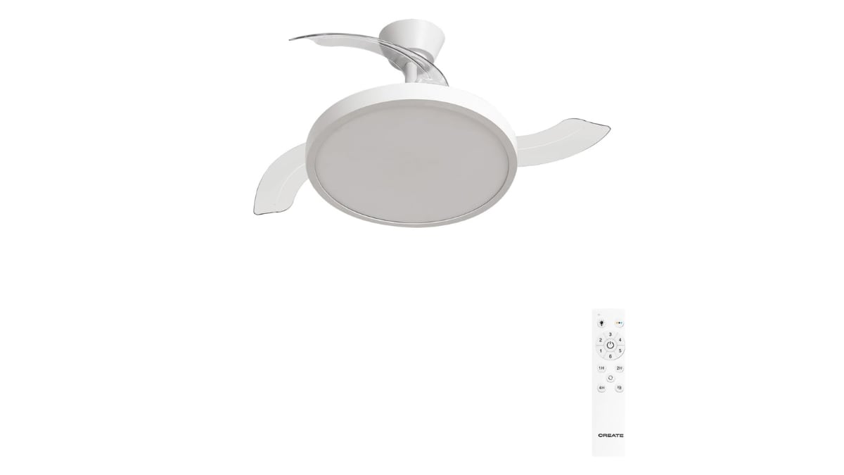 Ventilador de techo con aspas retráctiles Create Wind Clear Studio.