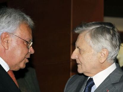 Felipe Gonz&aacute;lez y Jean-Claude Trichet, en Madrid. 