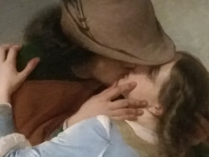Un fragmento de 'El beso', obra del pintor italiano Francesco Hayez, realizada en 1859 y conservada en la Pinacoteca de Brera, en Milán.