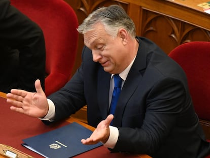 El primer ministro de Hungría, Viktor Orbán, momentos antes de la ceremonia de toma de posesión del nuevo Gobierno, este martes en Budapest.