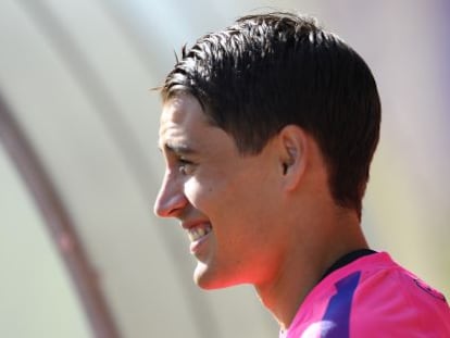 Bojan Krkic en un entrenamiento del Barça.