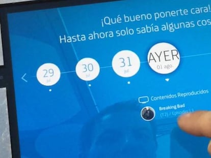 Imagen del tablet equipado con la aplicación de Aura.