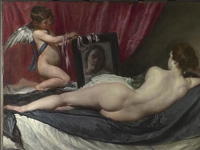 <i>La Venus del Espejo</i> (1647-1651), el único desnudo de Velázquez que se conoce, hoy en el National Gallery de Londres.