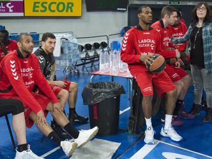 Hanga, James, Adams y Causeur, en un entrenamiento.