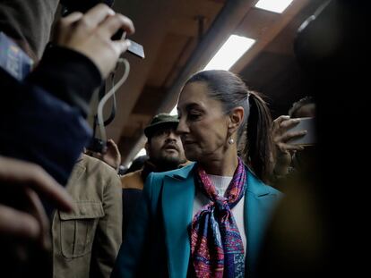 Claudia Sheinbaum durante la reapertura de la línea 12 del metro, el 15 de enero en Ciudad de México.