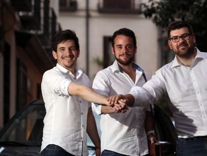 Los candidatos a secretario de las Juventudes Socialistas, tras el debate celebrado en Madrid.