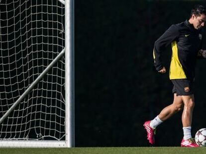 Xavi en un entrenamiento con el Barcelona.