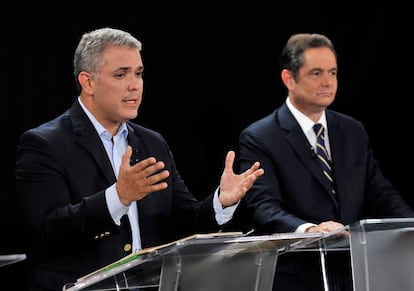 Iván Duque y Germán Vargas Lleras, durante un debate en la campaña de 2018.