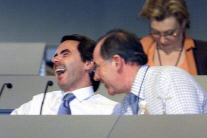 José María Aznar i Rodrigo Rato en l'obertura del XIV Congrés Nacional del Partit Popular "Un nou impuls per Espanya".