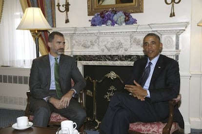 El rey Felipe VI con el presidente Obama en Nueva York, el pasado septiembre.