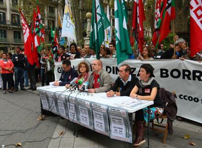 Representantes sindicales de la enseñanza concertada, en Bilbao.