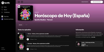 El horóscopo del día en Spotify.