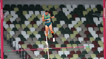 Thiago Braz em ação na final da Olimpíada.