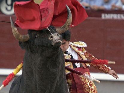 Fernando Cruz ejecuta un pase de pecho en la feria de San Isidro de 2007.