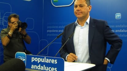 José Luis Sanz, este miércoles en la sede del PP.