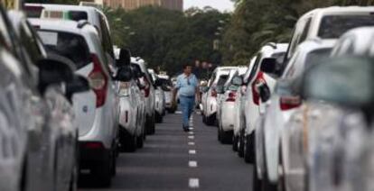 Imagen de una reciente protesta de taxistas.