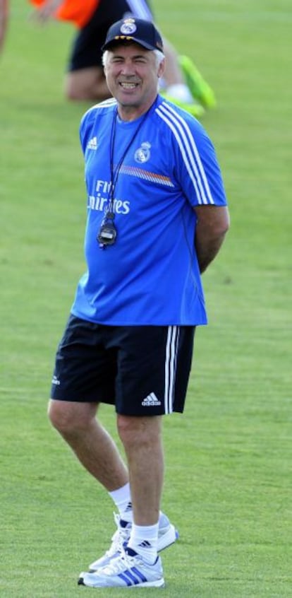 Ancelotti, durante un entrenamiento