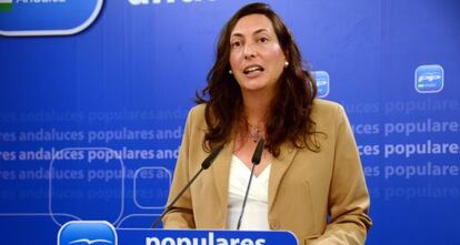 Dolores L&oacute;pez Gabarro, este lunes en la sede del PP.