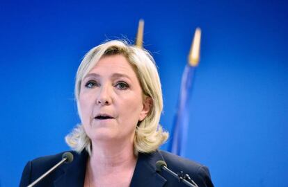 La líder del Front Nacional, Marine Le Pen, aquest dissabte a París.