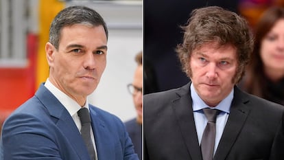 Pedro Sánchez y el presidente de Argentina, Javier Milei