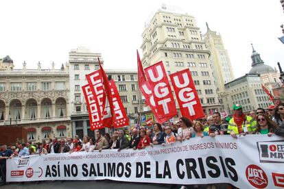 Cabecera de la manifestación del 1 de mayo en Madrid