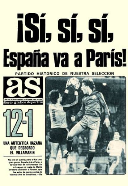 Portada de 'As' del 12-1 a Malta, de 1983.
