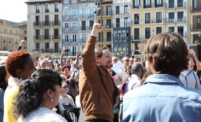 Pablo Iglesias, en un reciente acto con la militancia.