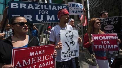Un grupo de brasileños se manifiesta a favor de Trump en Sao Paulo, a finales de octubre.