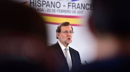 Mariano Rajoy aquest dilluns en una roda de premsa amb François Hollande.