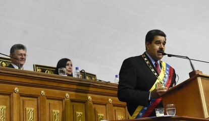 Nicol&aacute;s Maduro ante el pleno de la Asamblea Nacional.