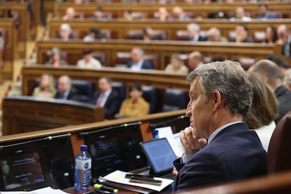 Feijóo, este miércoles en el Congreso durante el debate.