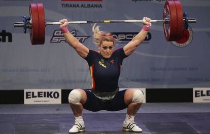 Lidia Valentin, en la prueba de 75kg en Tirana, Albania.