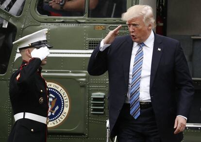 Donald Trump, a su llegada a Washington este sábado.