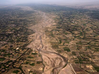 An aerial view of the outskirts of Herat, Afghanistan, Monday, June 5, 2023. Two 6.3 magnitude earthquakes killed dozens of people in western Afghanistan's Herat province on Saturday, Oct. 7, 2023.