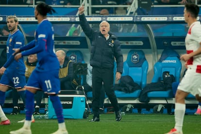 Deschamps, en los cuartos de final de la Nations entre Francia y Croacia.