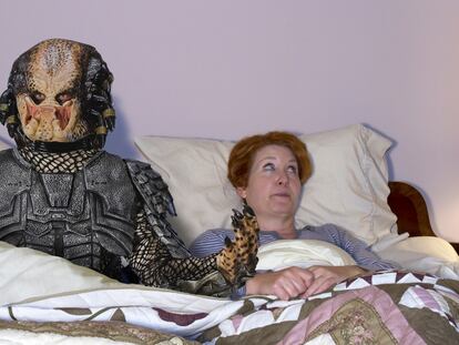 Blanca Vega con su marido, roncador y 'predator'.