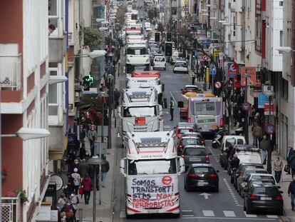 Protesta en el centro de Lugo, este martes.