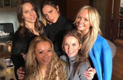 Las Spice Girl al completo: Mel C, Victoria Beckham, Emma Bunton, Geri Halliwell y Mel B.